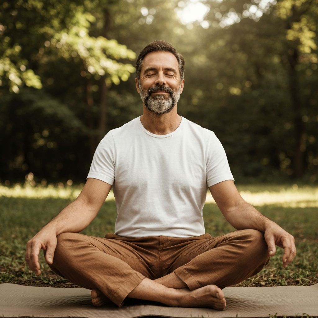 Man in natural wellness setting