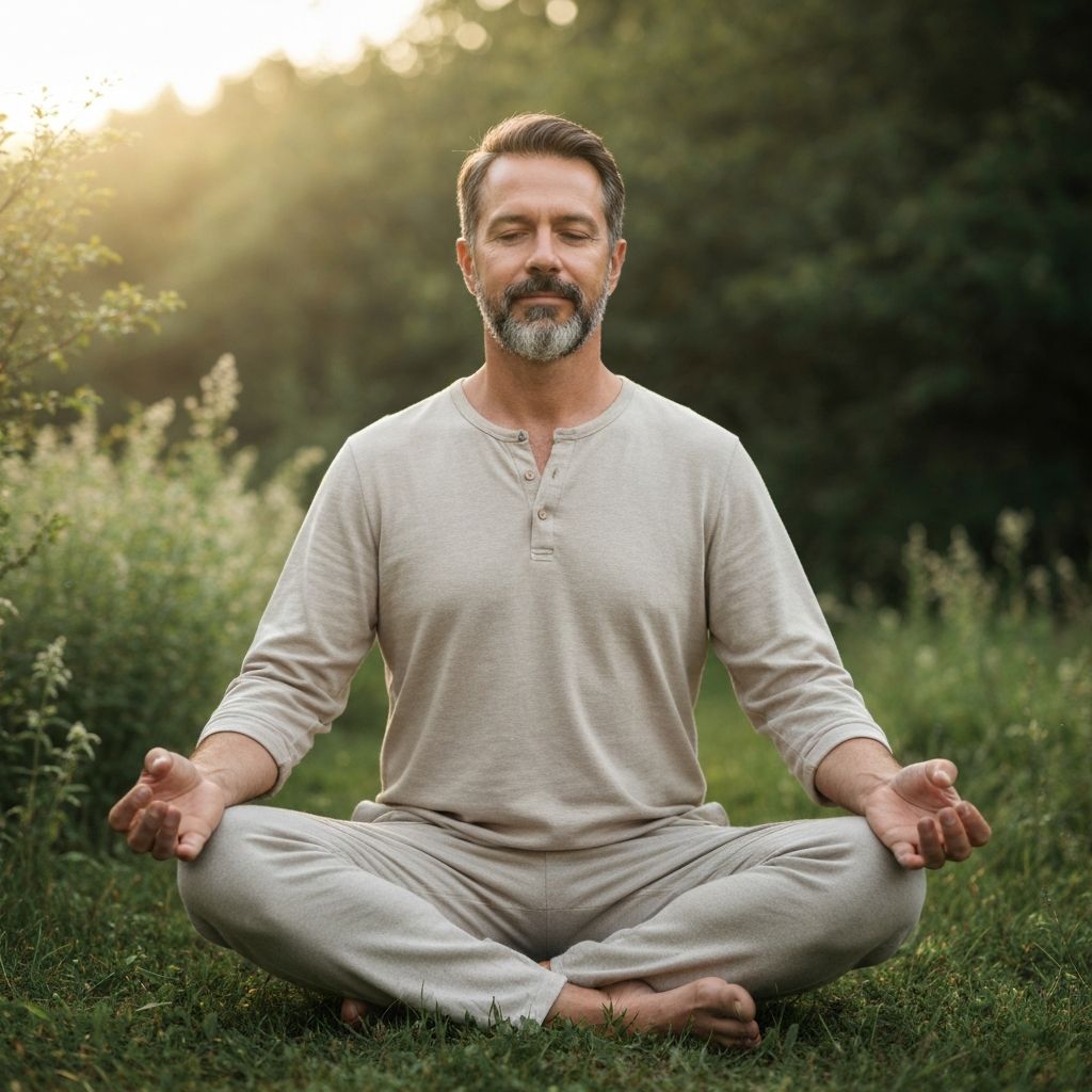 Man practicing mindfulness in nature